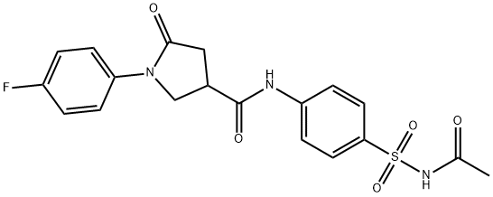 N-[4-(acetylsulfamoyl)phenyl]-1-(4-fluorophenyl)-5-oxopyrrolidine-3-carboxamide Struktur