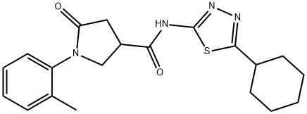 N-(5-cyclohexyl-1,3,4-thiadiazol-2-yl)-1-(2-methylphenyl)-5-oxopyrrolidine-3-carboxamide Struktur