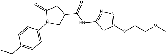 1-(4-ethylphenyl)-N-{5-[(2-methoxyethyl)sulfanyl]-1,3,4-thiadiazol-2-yl}-5-oxopyrrolidine-3-carboxamide Struktur