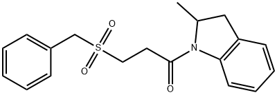 3-benzylsulfonyl-1-(2-methyl-2,3-dihydroindol-1-yl)propan-1-one Struktur