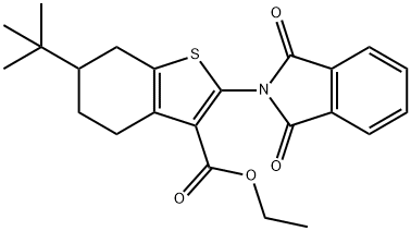 6-tert-Butyl-2-(1,3-dioxo-1,3-dihydro-isoindol-2-yl)-4,5,6,7-tetrahydro-benzo[b]thiophene-3-carboxylic acid ethyl ester Struktur