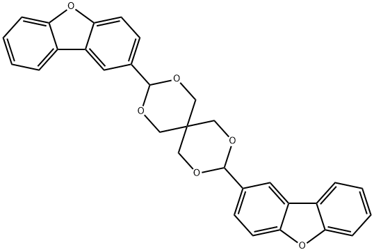 2-(3-dibenzofuran-2-yl-2,4,8,10-tetraoxaspiro[5.5]undecan-9-yl)dibenzofuran Struktur