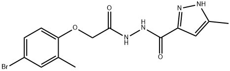 N'-[(4-bromo-2-methylphenoxy)acetyl]-3-methyl-1H-pyrazole-5-carbohydrazide Struktur