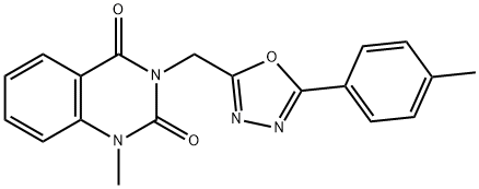 1-Methyl-3-(5-p-tolyl-[1,3,4]oxadiazol-2-ylmethyl)-1H-quinazoline-2,4-dione Struktur