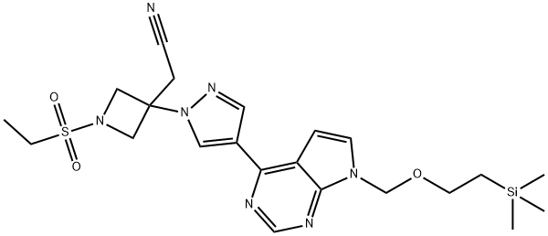 2-(1-(ethylsulfonyl)-3-(4-(7-((2-(trimethylsilyl)ethoxy)methyl)-7H-pyrrolo[2,3-d]pyrimidin-4-yl)-1H-pyrazol-1-yl)azetidin-3-yl)acetonitrile