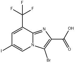 3-Bromo-6-iodo-8-trifluoromethyl-imidazo[1,2-a]pyridine-2-carboxylic acid Struktur