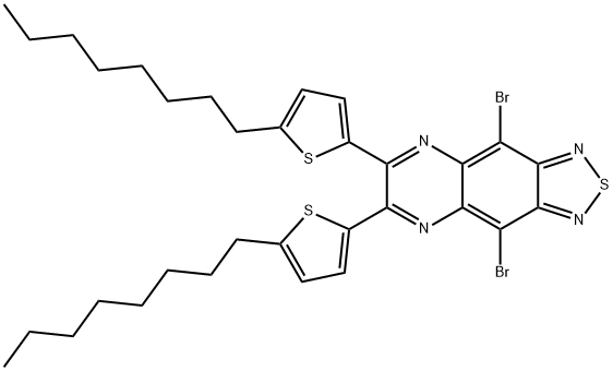 4,9-dibromo-6,7-bis(5-octylthiophen-2-yl)-[1,2,5]thiadiazolo[3,4-g]quinoxaline Struktur