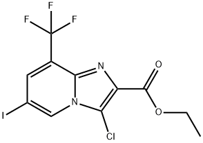 3-Chloro-6-iodo-8-trifluoromethyl-imidazo[1,2-a]pyridine-2-carboxylic acid ethyl ester Struktur