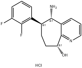 (5S,6S,9R)-5-amino-6-(2,3-difluorophenyl)-6,7,8,9-tetrahydro-5H-cyclohepta[b]pyridin-9-ol:dihydrochloride Struktur