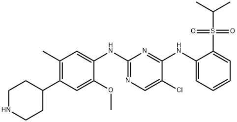 2,4-Pyrimidinediamine, 5-chloro-N2-[2-methoxy-5-methyl-4-(4-piperidinyl)phenyl]-N4-[2-[(1-methylethyl)sulfonyl]phenyl]- Struktur