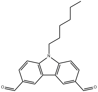 9H-Carbazole-3,6-dicarboxaldehyde, 9-hexyl- Struktur