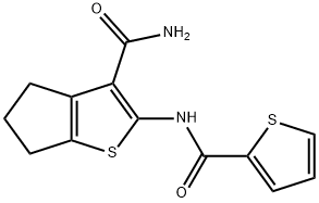 2-(thiophene-2-carbonylamino)-5,6-dihydro-4H-cyclopenta[b]thiophene-3-carboxamide Struktur