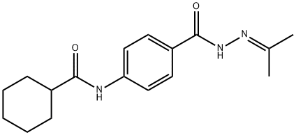 4-(cyclohexanecarbonylamino)-N-(propan-2-ylideneamino)benzamide Struktur