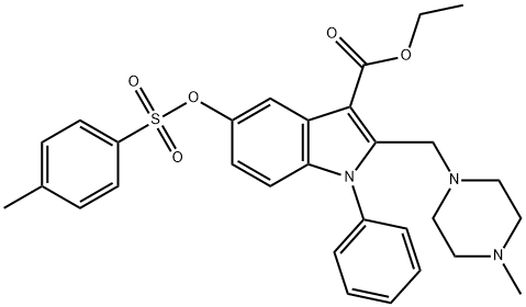 ethyl 5-{[(4-methylphenyl)sulfonyl]oxy}-2-[(4-methyl-1-piperazinyl)methyl]-1-phenyl-1H-indole-3-carboxylate Struktur