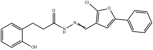 N-[(E)-(2-chloro-5-phenylfuran-3-yl)methylideneamino]-3-(2-hydroxyphenyl)propanamide Struktur