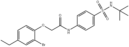 2-(2-bromo-4-ethylphenoxy)-N-[4-(tert-butylsulfamoyl)phenyl]acetamide Struktur