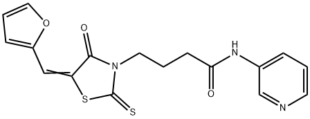 (E)-4-(5-(furan-2-ylmethylene)-4-oxo-2-thioxothiazolidin-3-yl)-N-(pyridin-3-yl)butanamide Struktur