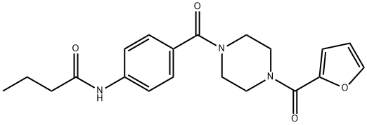 N-[4-[4-(furan-2-carbonyl)piperazine-1-carbonyl]phenyl]butanamide Struktur