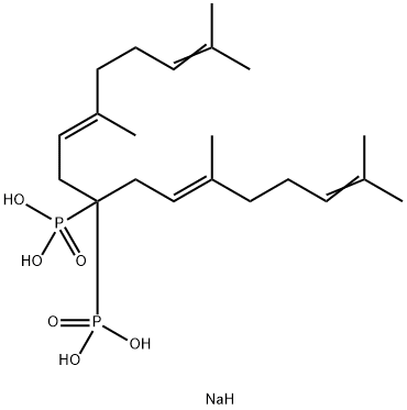 Phosphonic acid, [(3E)-1-[(2E)-3,7-dimethyl-2,6-octadienyl]-4,8-dimethyl-3,7-nonadienylidene]bis-, tetrasodium salt Struktur