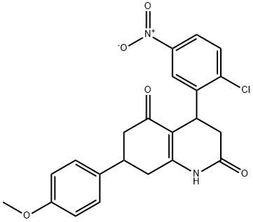 4-(2-chloro-5-nitrophenyl)-7-(4-methoxyphenyl)-1,3,4,6,7,8-hexahydroquinoline-2,5-dione Struktur