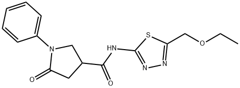 N-[5-(ethoxymethyl)-1,3,4-thiadiazol-2-yl]-5-oxo-1-phenylpyrrolidine-3-carboxamide Struktur