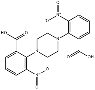 2-[4-(2-carboxy-6-nitrophenyl)piperazin-1-yl]-3-nitrobenzoic acid Struktur