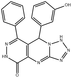 9-(3-hydroxyphenyl)-8-phenyl-4,9-dihydrotetraazolo[1',5':1,2]pyrimido[4,5-d]pyridazin-5-ol Struktur