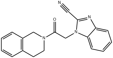 1-[2-(3,4-Dihydro-1H-isoquinolin-2-yl)-2-oxo-ethyl]-1H-benzoimidazole-2-carbonitrile Struktur