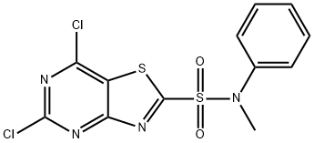 5,7-DICHLORO-N-METHYL-N-PHENYLTHIAZOLO[4,5-D]PYRIMIDINE-2-SULFONAMIDE Struktur