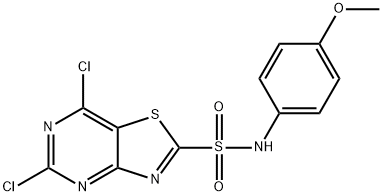 5,7-DICHLORO-N-(4-METHOXYPHENYL)THIAZOLO[4,5-D]PYRIMIDINE-2-SULFONAMIDE Struktur