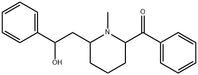 [6-(2-Hydroxy-2-phenyl-ethyl)-1-methyl-piperidin-2-yl]-phenyl-methanone Struktur