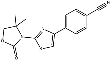 Benzonitrile, 4-[2-(4,4-dimethyl-2-oxo-3-oxazolidinyl)-4-thiazolyl]- Struktur