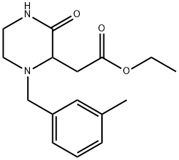 ethyl [1-(3-methylbenzyl)-3-oxo-2-piperazinyl]acetate Struktur