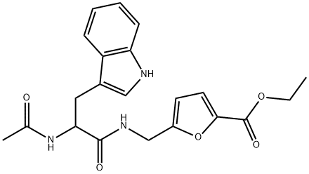 5-{[2-Acetylamino-3-(1H-indol-3-yl)-propionylamino]-methyl}-furan-2-carboxylic acid ethyl ester Struktur