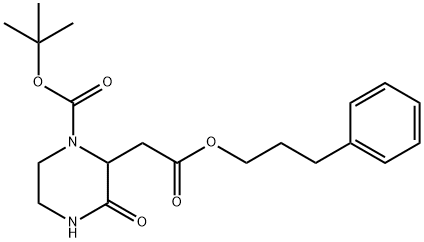 tert-butyl 3-oxo-2-[2-oxo-2-(3-phenylpropoxy)ethyl]piperazine-1-carboxylate Struktur