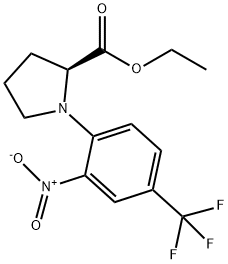 1-(2-Nitro-4-trifluoromethyl-phenyl)-pyrrolidine-2-carboxylic acid ethyl ester Struktur