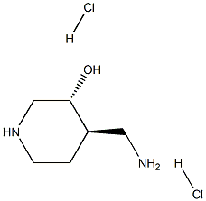 trans-4-(aminomethyl)piperidin-3-ol dihydrochloride Struktur