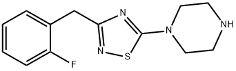 1-{3-[(2-fluorophenyl)methyl]-1,2,4-thiadiazol-5-yl}piperazine Struktur