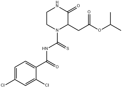 propan-2-yl 2-[1-[(2,4-dichlorobenzoyl)carbamothioyl]-3-oxopiperazin-2-yl]acetate Struktur