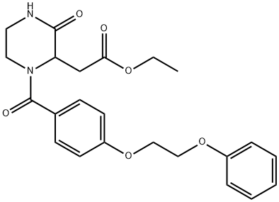 ethyl 2-[3-oxo-1-[4-(2-phenoxyethoxy)benzoyl]piperazin-2-yl]acetate Struktur