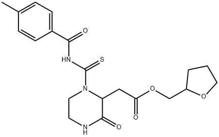 tetrahydro-2-furanylmethyl (1-{[(4-methylbenzoyl)amino]carbonothioyl}-3-oxo-2-piperazinyl)acetate Struktur