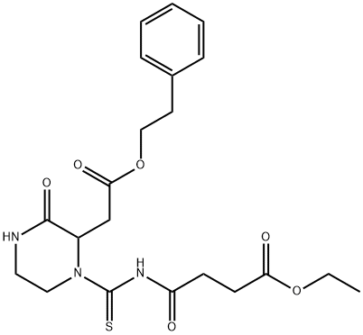 ethyl 4-oxo-4-[[3-oxo-2-[2-oxo-2-(2-phenylethoxy)ethyl]piperazine-1-carbothioyl]amino]butanoate Struktur