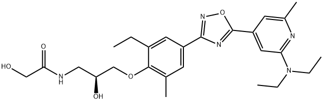 (S)-N-(3-(4-(5-(2-(DIETHYLAMINO)-6-METHYLPYRIDIN-4-YL)-1,2,4-OXADIAZOL-3-YL)-2-ETHYL-6-METHYLPHENOXY)-2-HYDROXYPROPYL)-2-HYDROXYACETAMIDE Structure