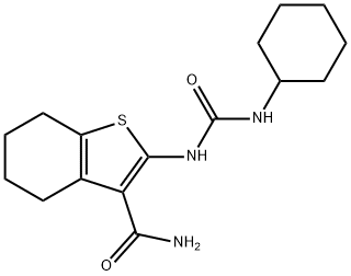 2-(cyclohexylcarbamoylamino)-4,5,6,7-tetrahydro-1-benzothiophene-3-carboxamide Struktur