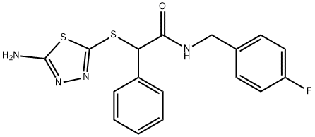 2-[(5-amino-1,3,4-thiadiazol-2-yl)sulfanyl]-N-[(4-fluorophenyl)methyl]-2-phenylacetamide Struktur