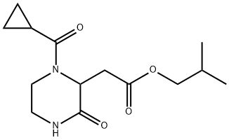 2-methylpropyl 2-[1-(cyclopropanecarbonyl)-3-oxopiperazin-2-yl]acetate Struktur