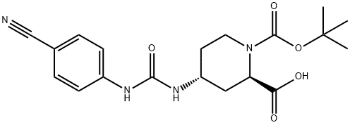 (2R,4R)-1-(tert-Butoxycarbonyl)-4-[3-(4-cyanophenyl)ureido]piperidine-2-carboxylic Acid Struktur