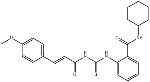 N-cyclohexyl-2-[({[3-(4-methoxyphenyl)acryloyl]amino}carbonothioyl)amino]benzamide Struktur