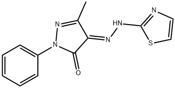 5-methyl-2-phenyl-4-(1,3-thiazol-2-ylhydrazono)-2,4-dihydro-3H-pyrazol-3-one Struktur