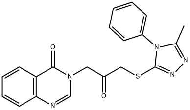 3-{3-[(5-methyl-4-phenyl-4H-1,2,4-triazol-3-yl)sulfanyl]-2-oxopropyl}-4(3H)-quinazolinone Struktur